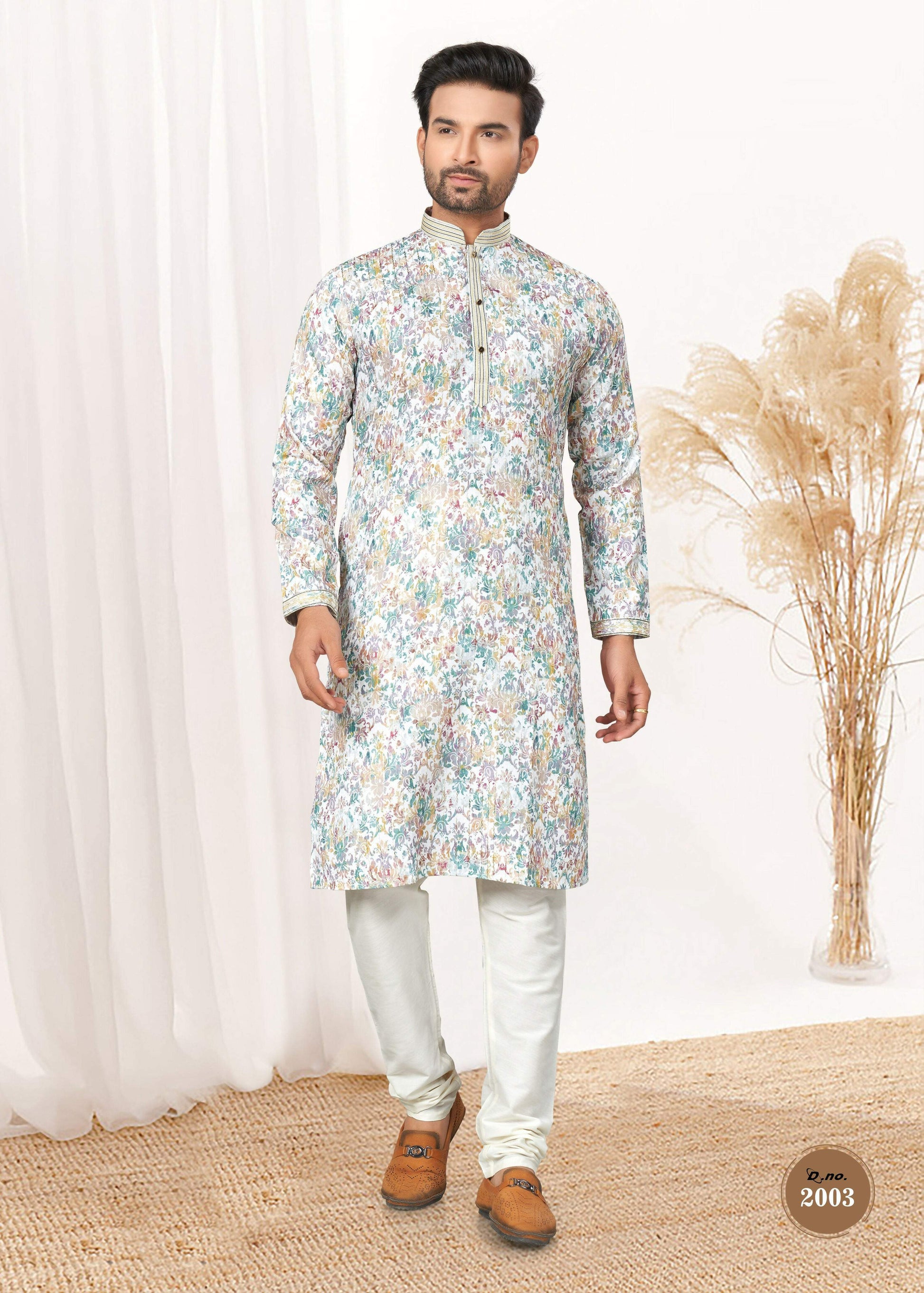 Joban Fashion Men's multicolor Cotton printed Kurta Pyjama set