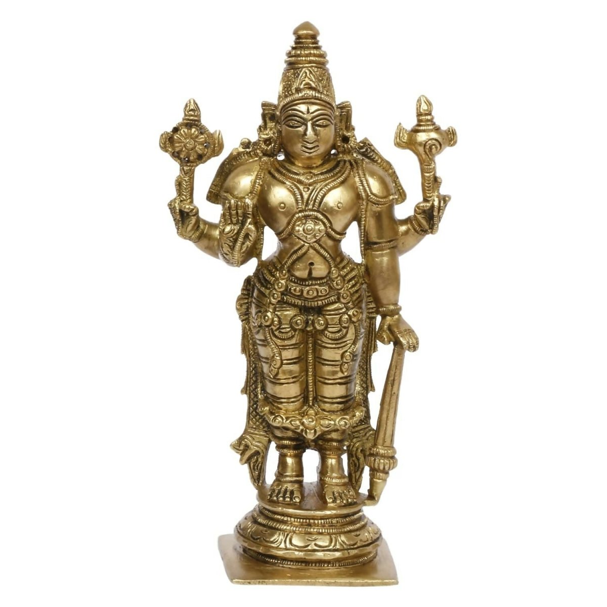 Artvarko Brass Lord Bhagwan Vishnu Narayana With Shankh Chakra Idol - Grab2buy