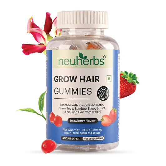 Neuherbs Grow Hair Gummies (No Added Sugar) - Strawberry Flavor - Grab2buy