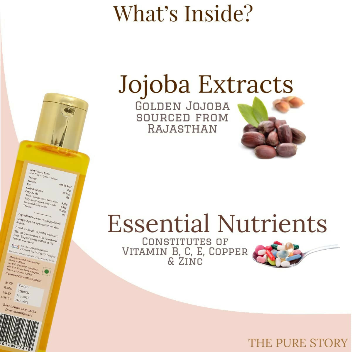 The Pure Story Natural Cold Pressed Jojoba Oil for Hair & All Body parts  Grab2Buy The Pure Story Grab2Buy