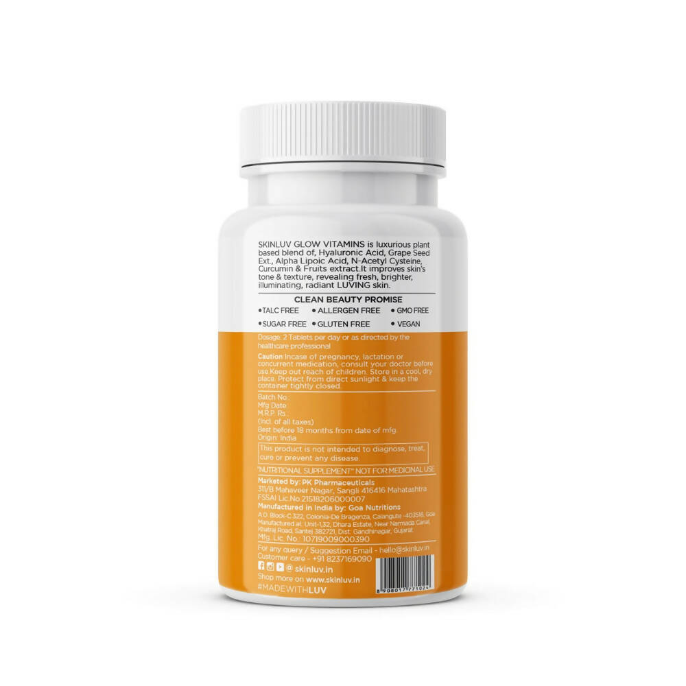SkinLuv Plant Based Vegan Glow Vitamins Sugar Free Veg Tablets - Grab2buy