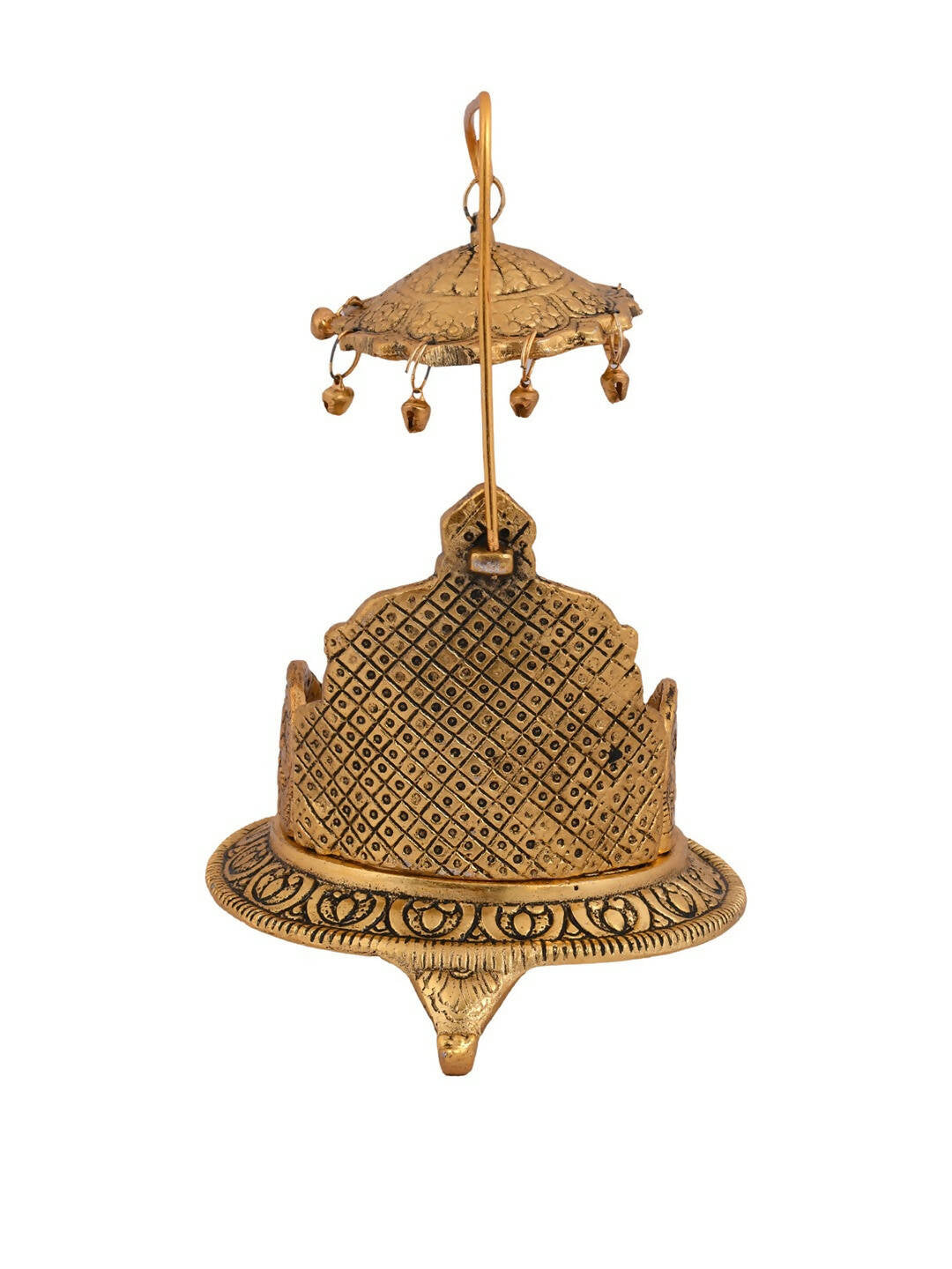 CraftVatika Gold-Polished Ladoo Gopal Singhasan/Pooja Chowki Showpiece 