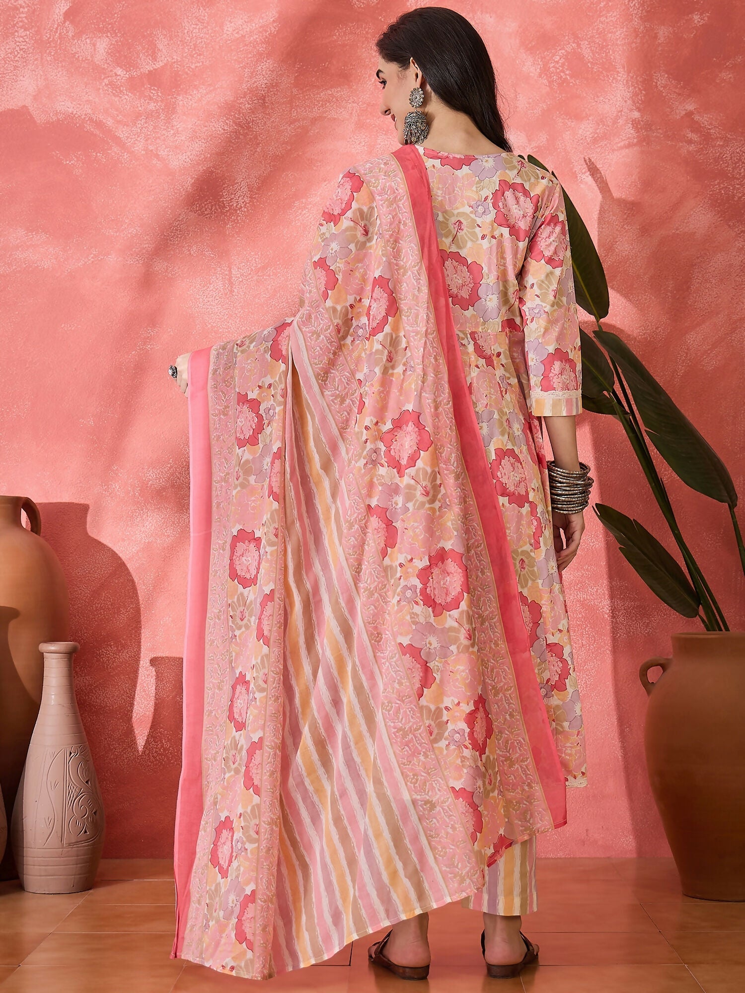 Joban Fashion Printed Pink Pure Cotton Kurta Set