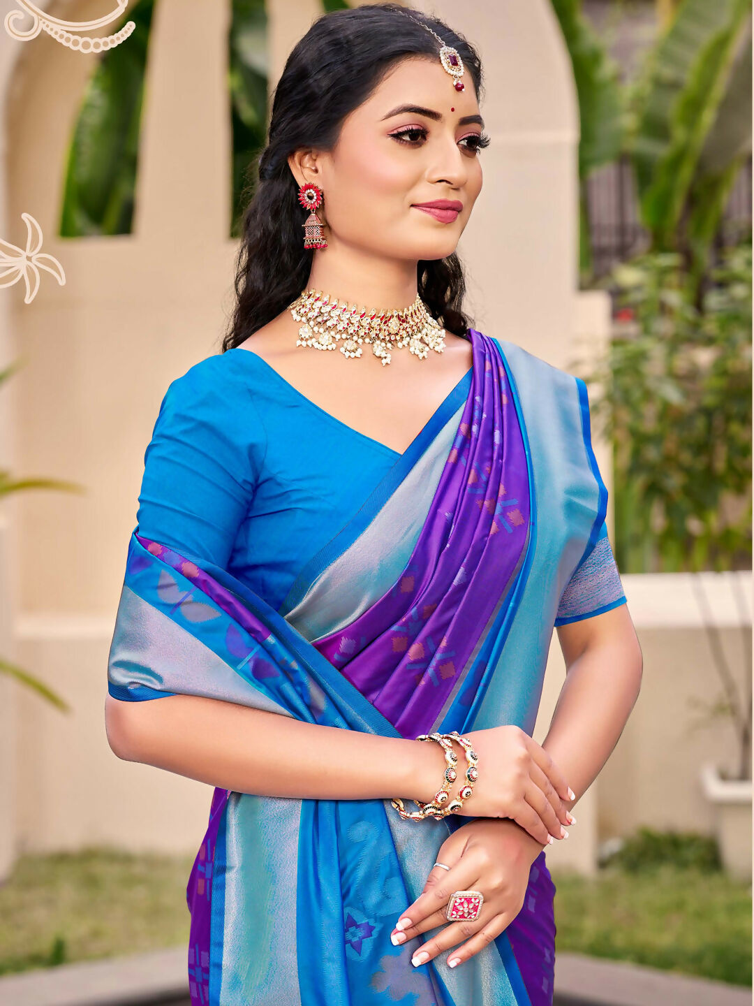 Shree Shyam Fashion Pochampalli Silk Violet Saree
