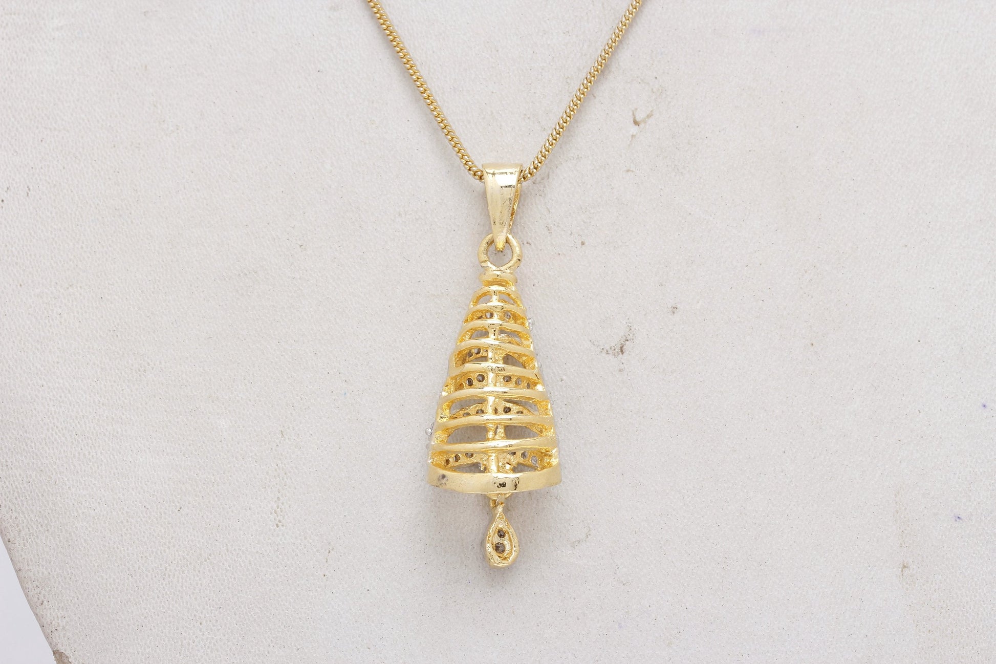 Gold-Plated Alloy Bell Shaped American Diamond Necklace Set - The Pari - Grab2buy