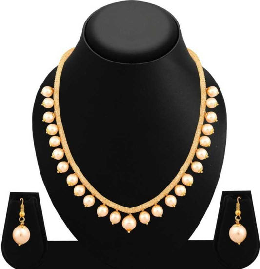 Gold-Plated Alloy Crystal Chain Necklace Set - The Pari - Grab2buy