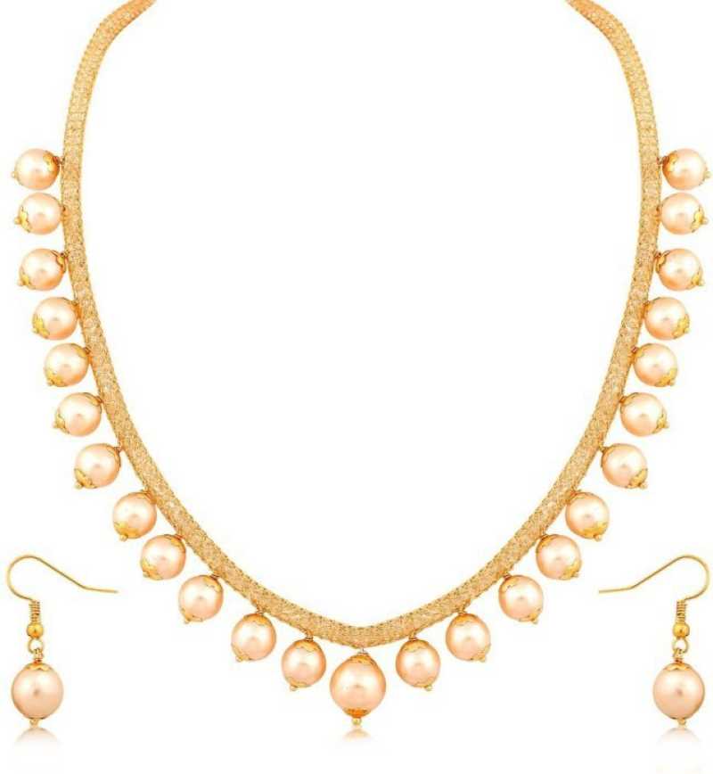 Gold-Plated Alloy Crystal Chain Necklace Set - The Pari - Grab2buy