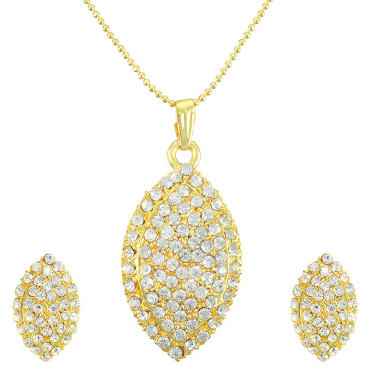 Gold-Polished Alloy Rhinestones Studded Pendant Set - The Pari | Swadesiicart