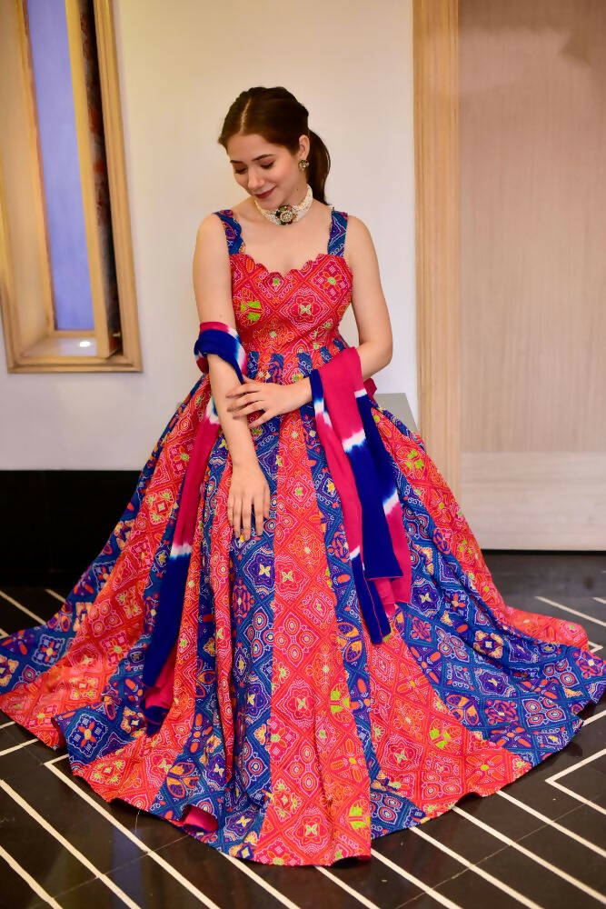 Partywear Designer Green Yellow Pure Maslin Gown - Anbazaar - Grab2buy
