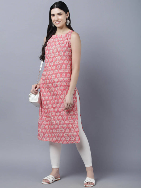 Myshka Stylish Pink Sleeveless Women's Kurta