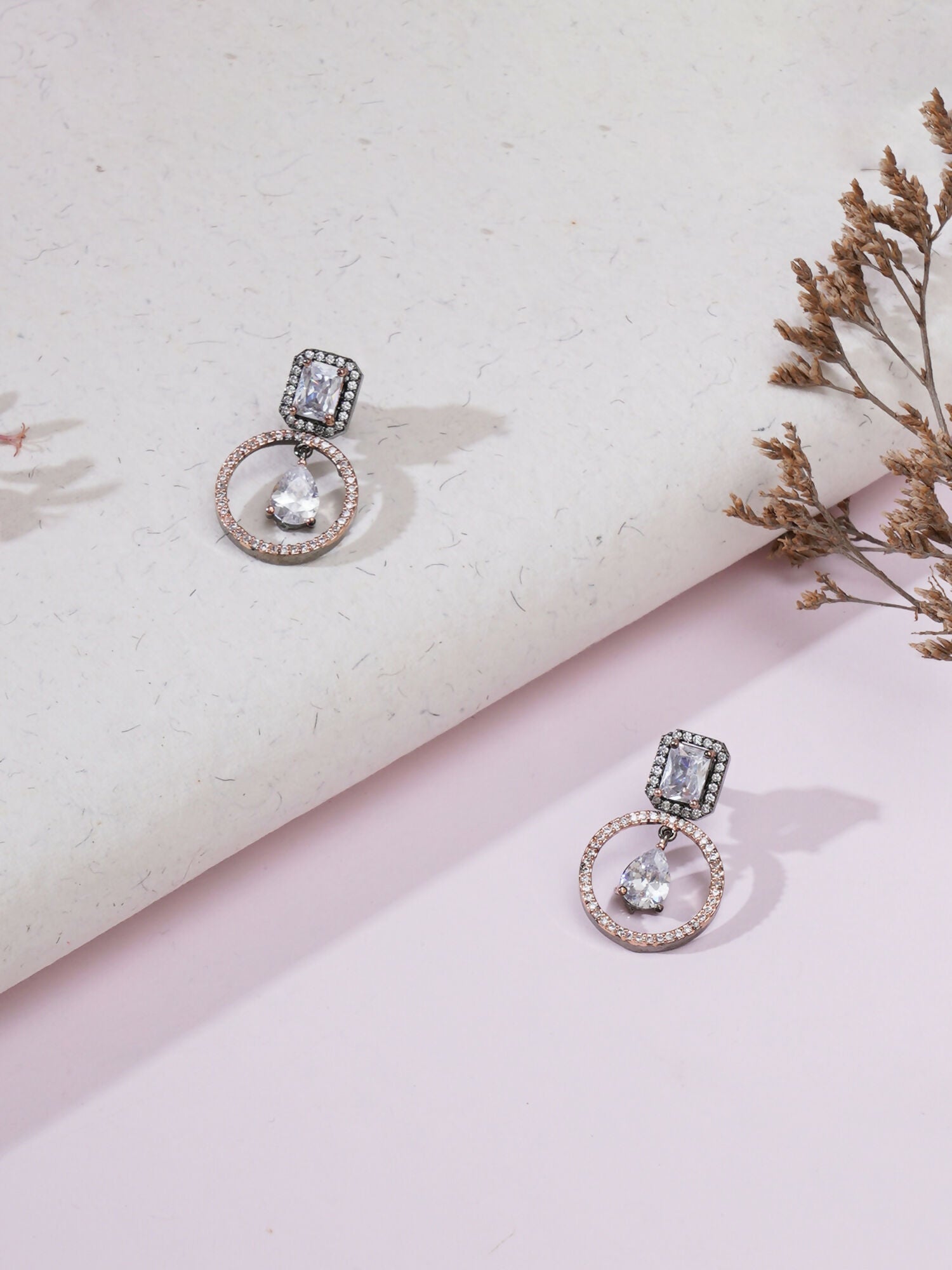 Stone kundan earrings (white) - Ruby Raang - Grab2buy