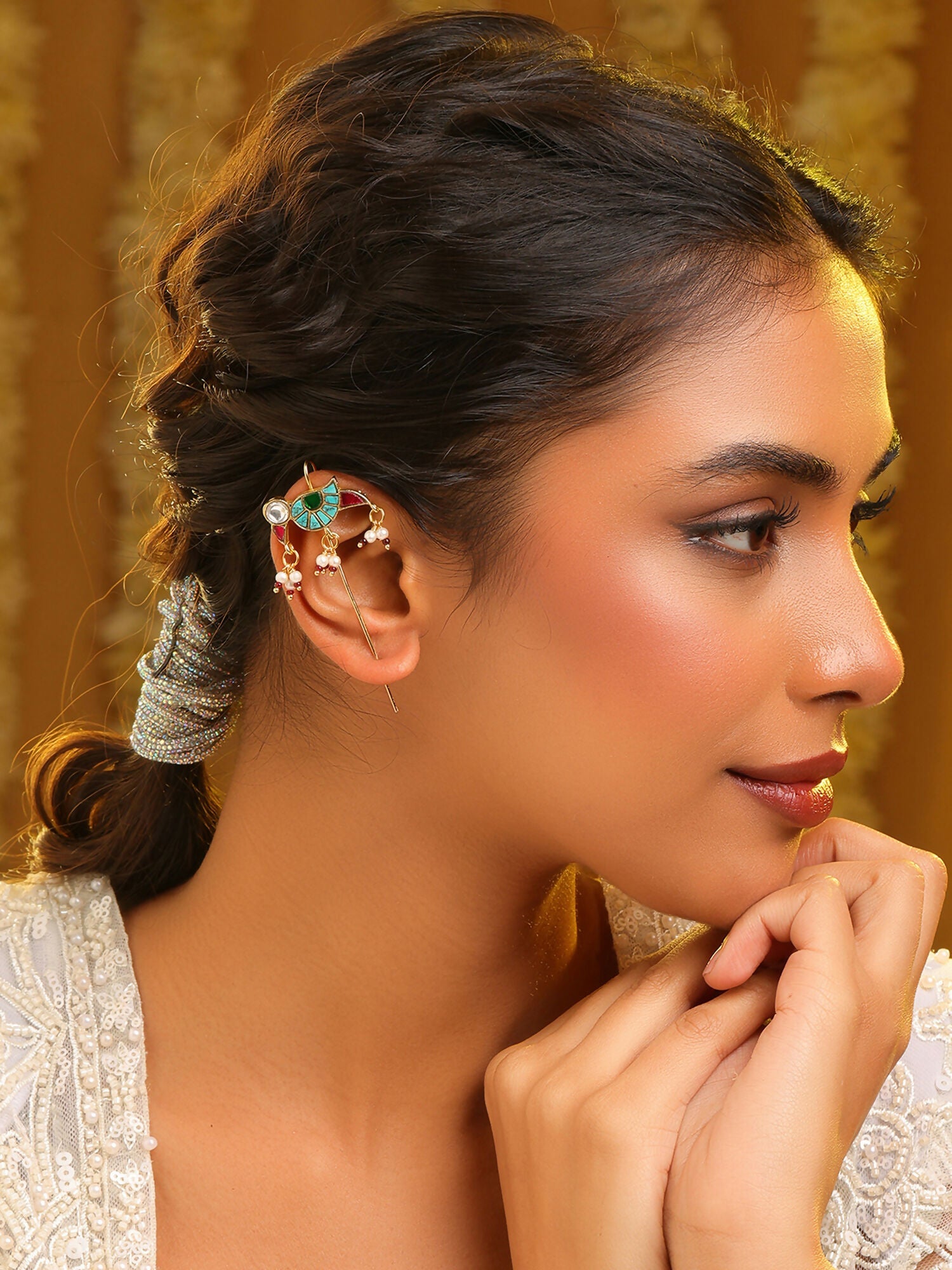 Ruby Raang Maroon Drops Ear Cuff