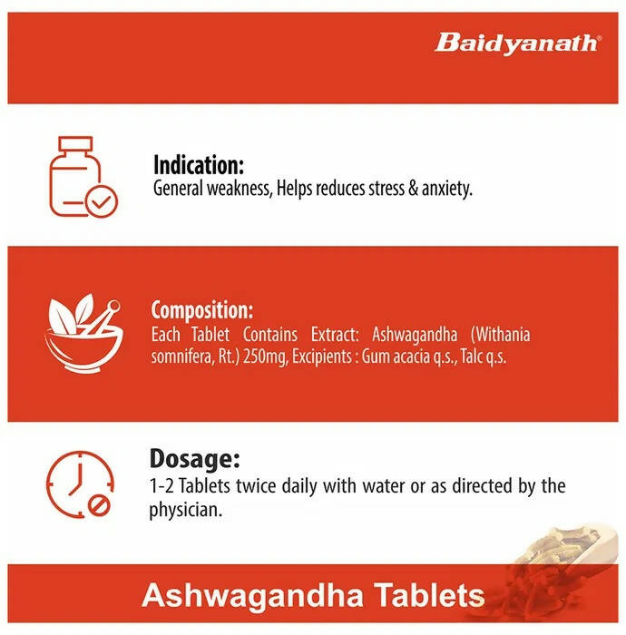 Baidyanath Kolkata Ashwagandha Tablets | Classical Ayurvedic Adaptogen for Stress & Vitality 