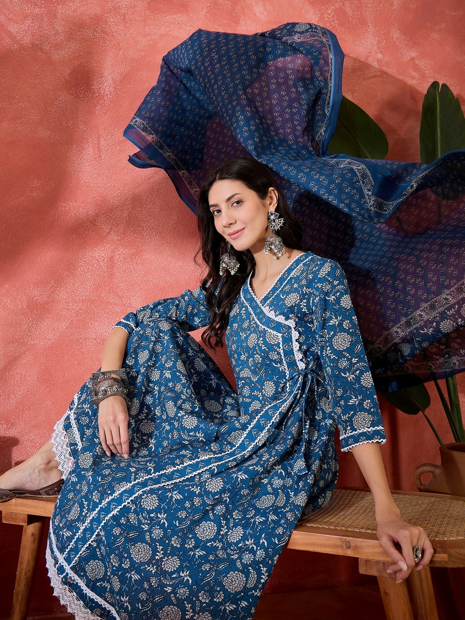 Joban Fashion Printed Blue Pure Cotton Kurta Set
