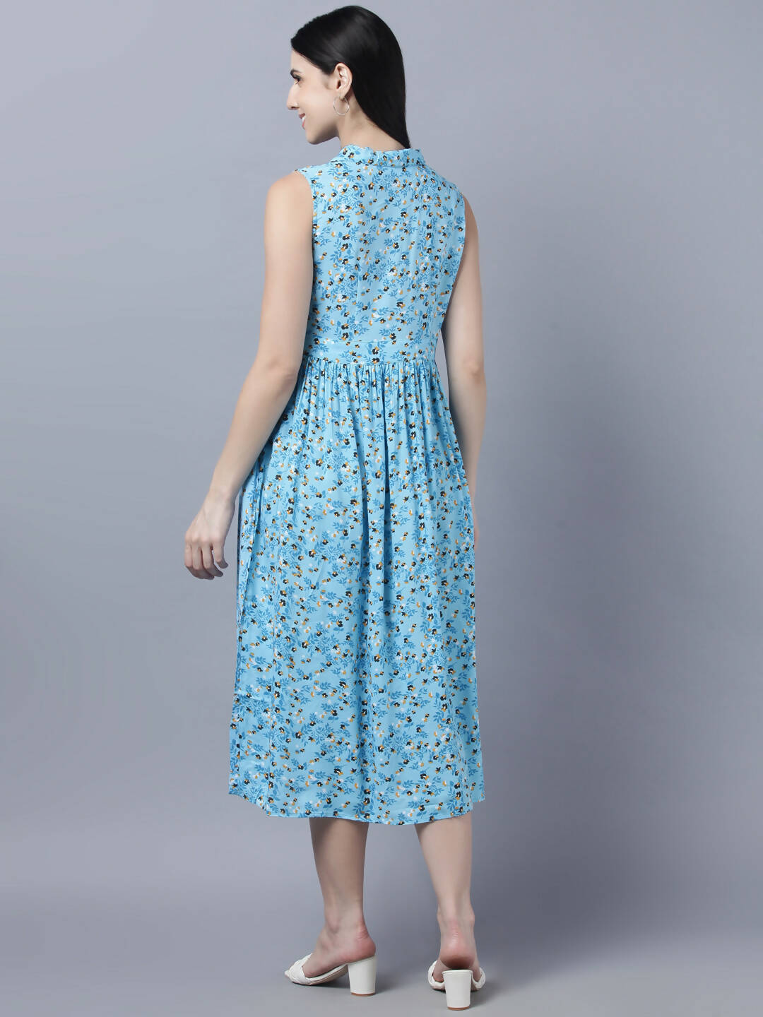 Myshka Women's Blue Floral Midi Dress