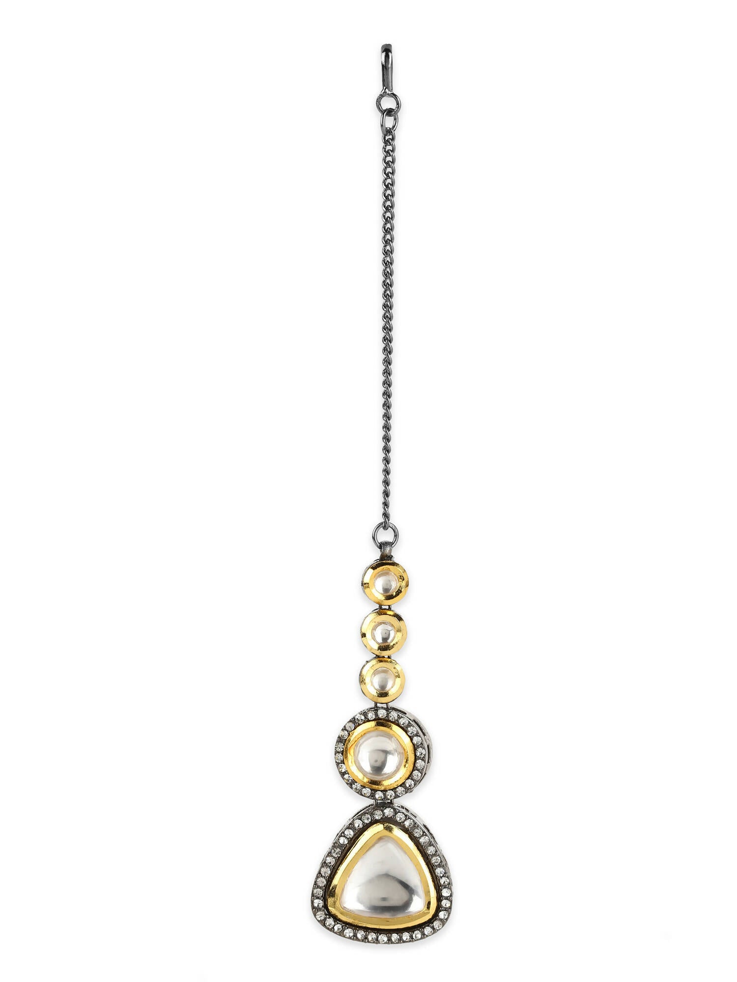 Gold-Plated Gold-Toned Kundan Maang Tikka - Ruby Raang - Grab2buy