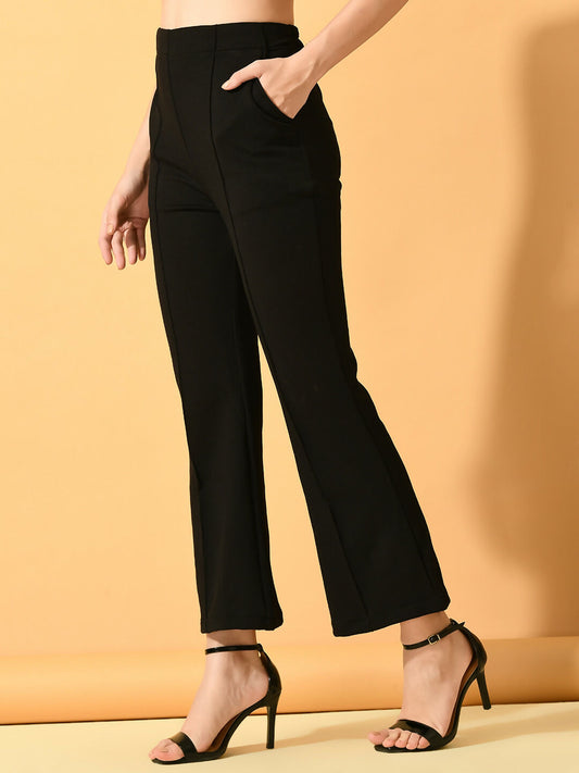 Myshka Women's Black Flared Party Trouser