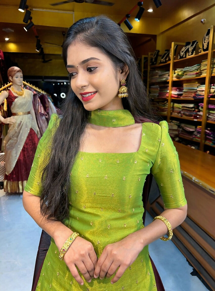 Teeya Creation New Trendy Stylish Festive Green Skirt Suit Set - Purple