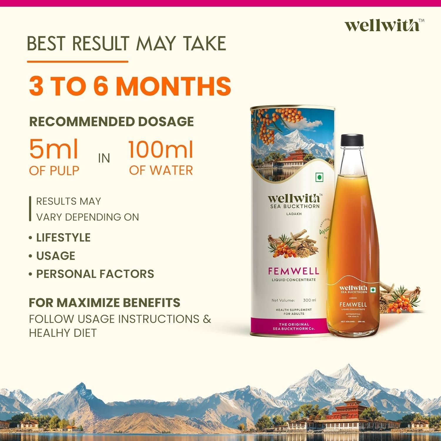 Wellwith Sea Buckthorn Femwin (Femwell) Ayurvedic Juice  Grab2Buy Wellwith Grab2Buy