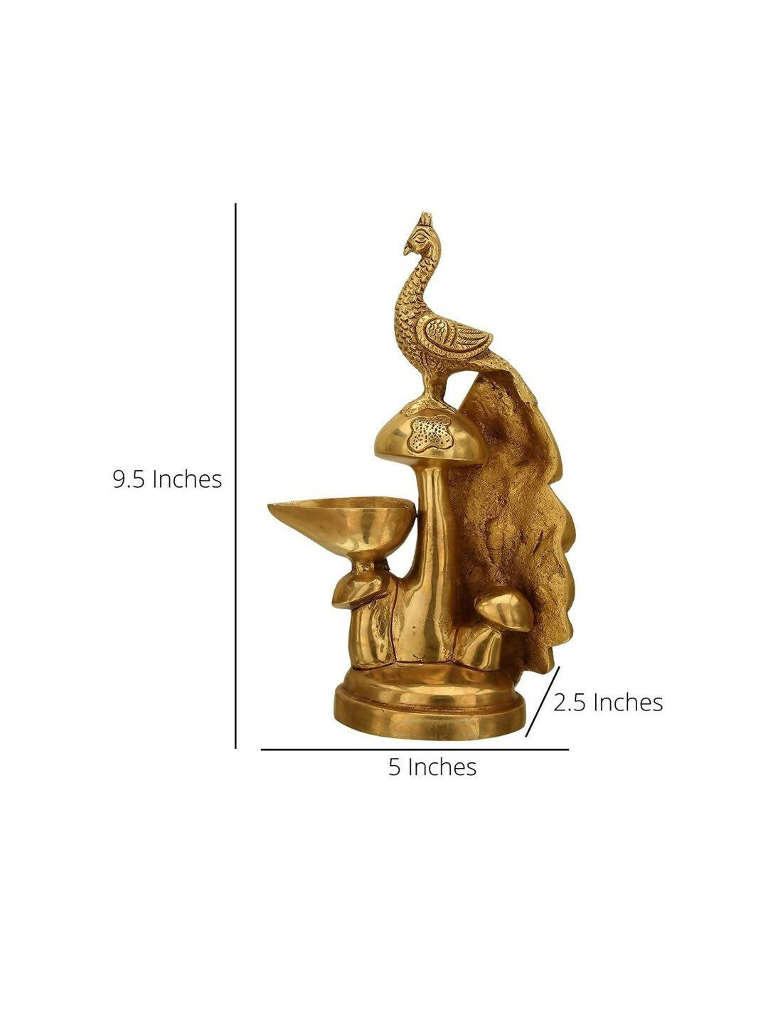 Craftvatika Gold-Toned Brass Diya Oil Lamp Peacock Hanging Diya 
