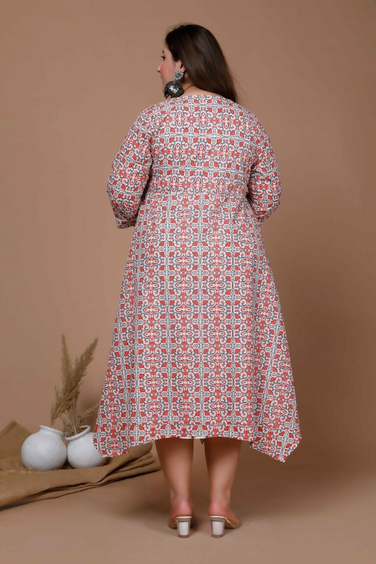 Miravan Women's Plus Size Printed Anarkali Kurta With Jacket