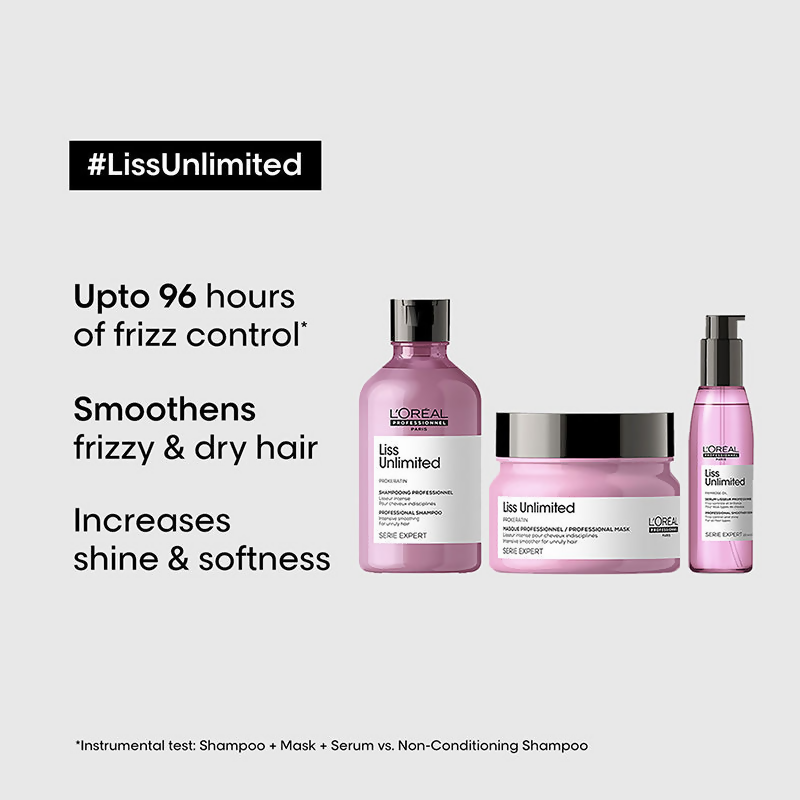 L'Oreal Professionnel Liss Unlimited Shampoo, Hair Mask & Hair Serum Serie Expert
