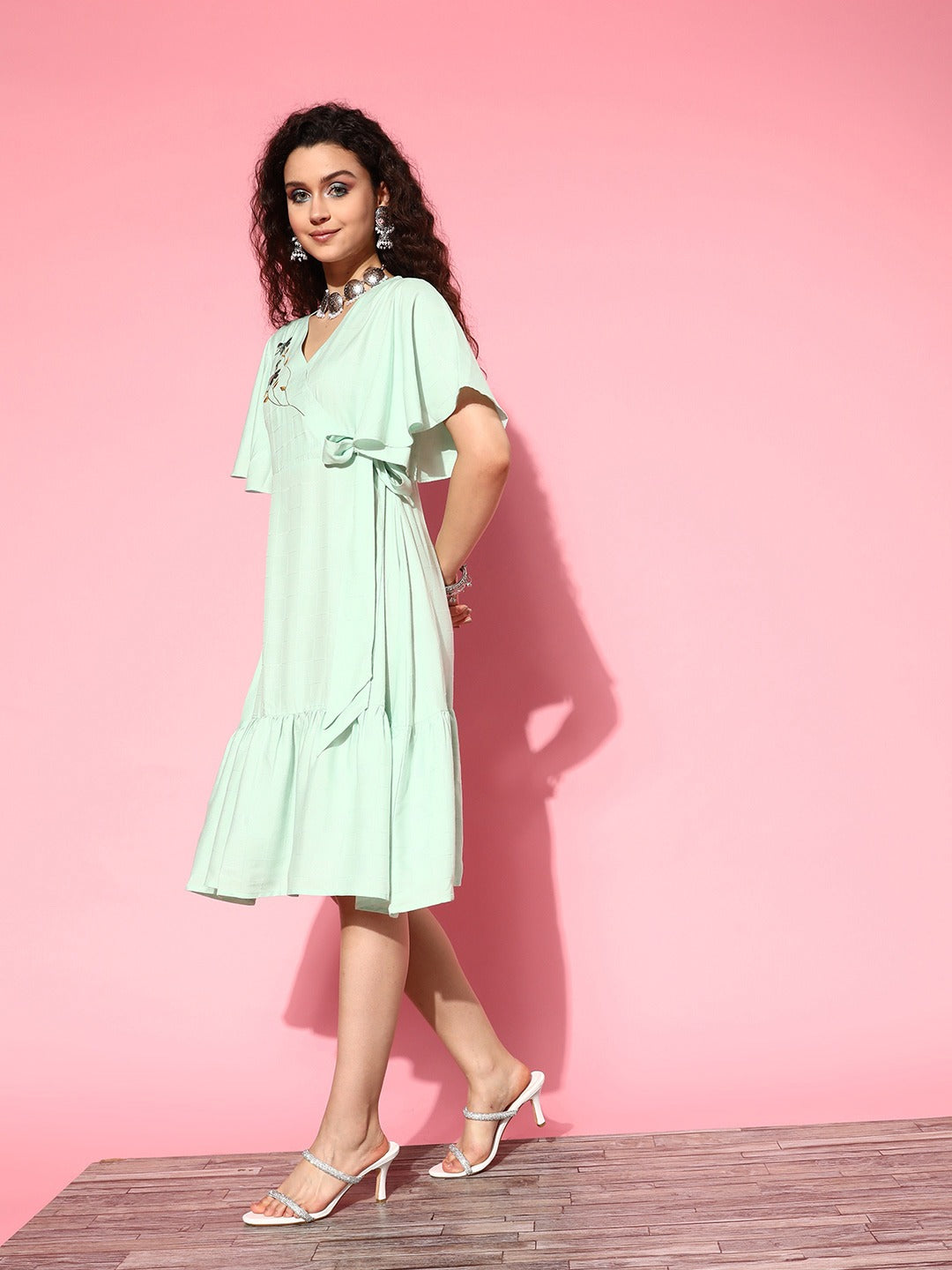 Yufta Embroidered Tiered Wrap Dress  Grab2Buy Yufta Grab2Buy
