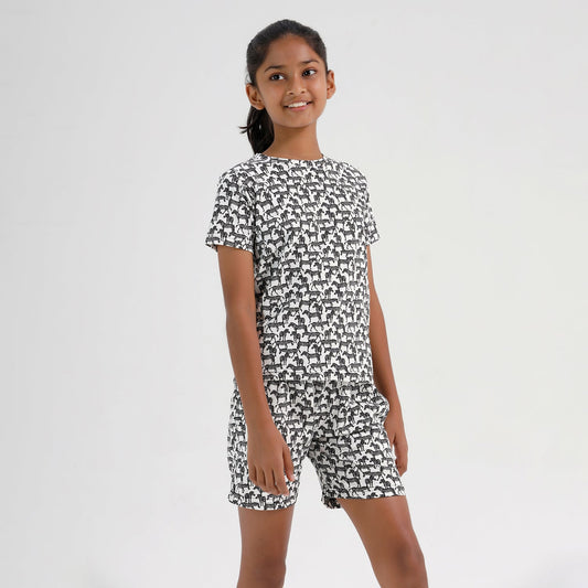 Chilins Kids Girls Cotton Co-ord set Printed 
