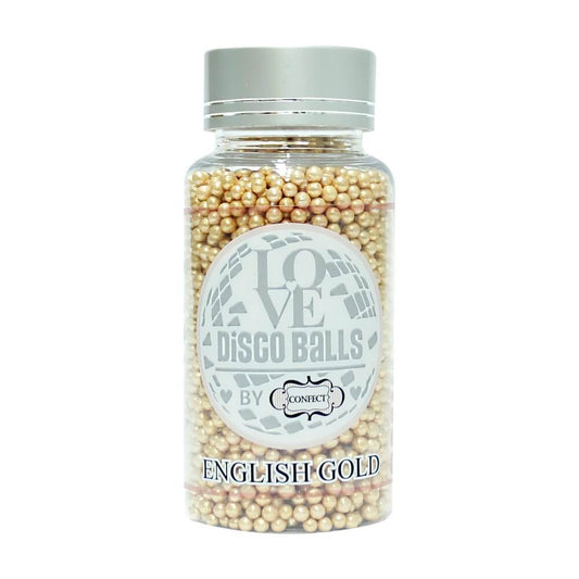 Confect English Gold Disco Balls Sprinkles 3 MM
