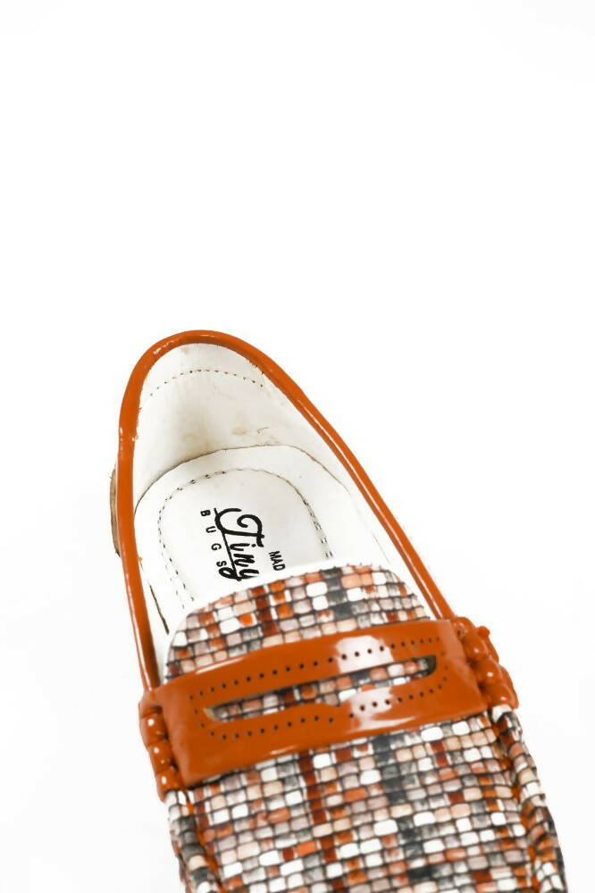 Tiny Bugs Boys Printed Slip On Loafers - Tan  Grab2Buy Tiny Bugs Grab2Buy