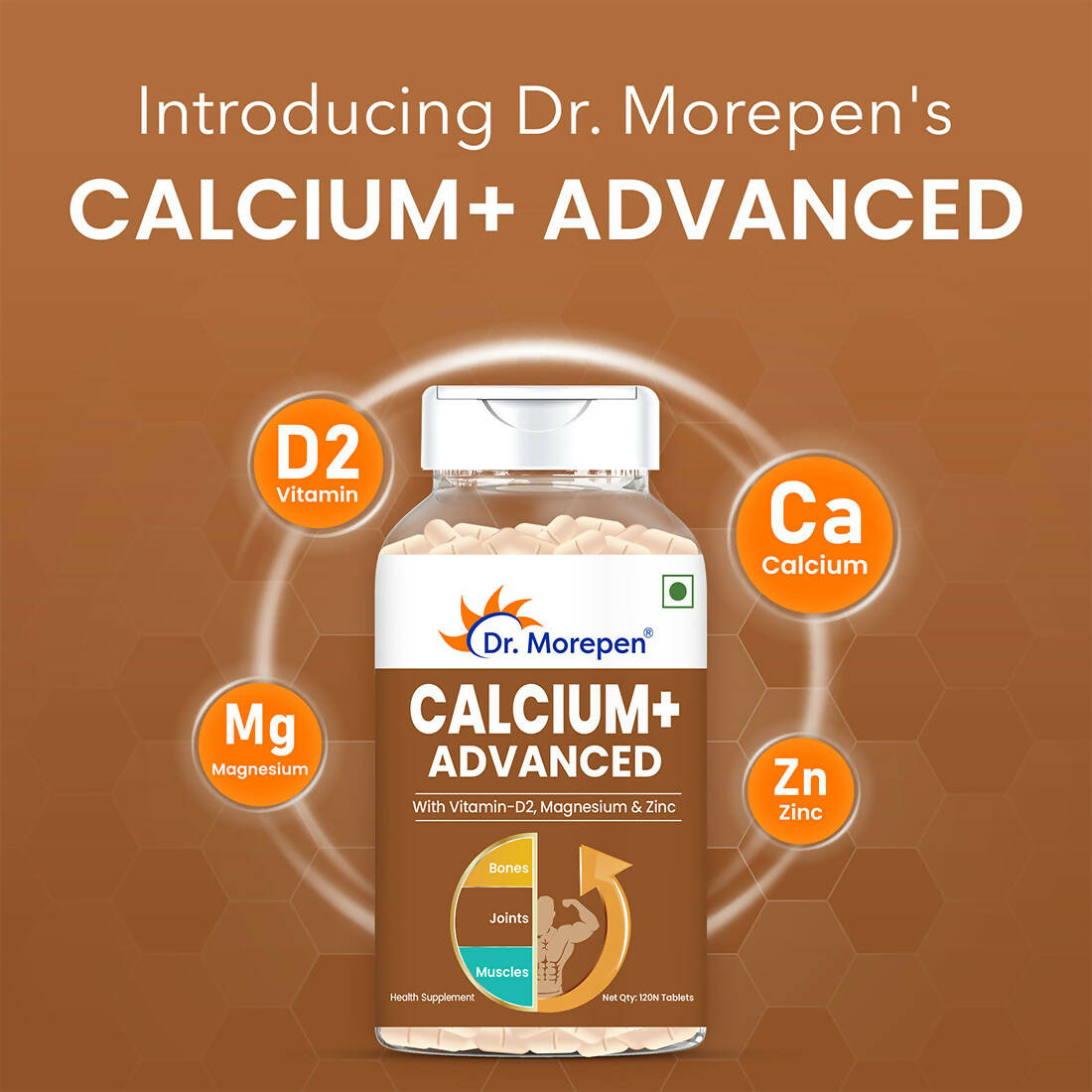 Dr. Morepen Calcium+ Advanced Tablets with Vitamin - D2, Magnesium & Zinc 