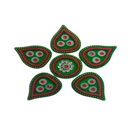 Kundan HandiKrafts Handcrafted Green Colour Kundan Rangoli - Grab2buy