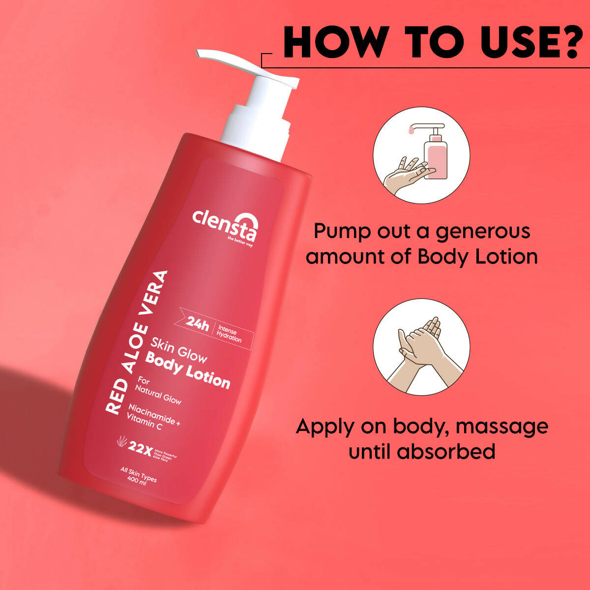 Clensta Red Aloe Vera Skin Glow Body Lotion 