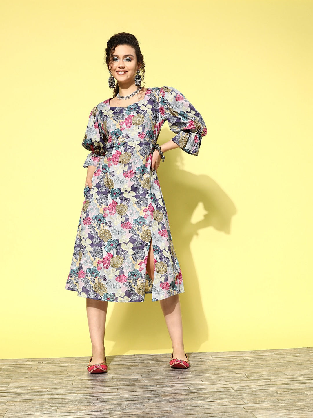 Yufta Ethnic Motifs Midi Dress  Grab2Buy Yufta Grab2Buy