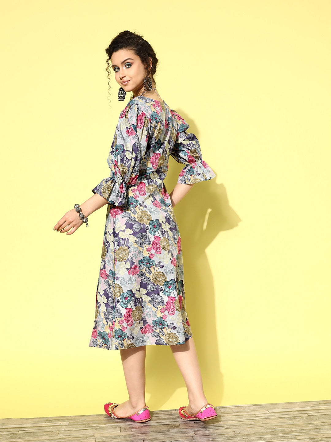 Yufta Ethnic Motifs Midi Dress  Grab2Buy Yufta Grab2Buy