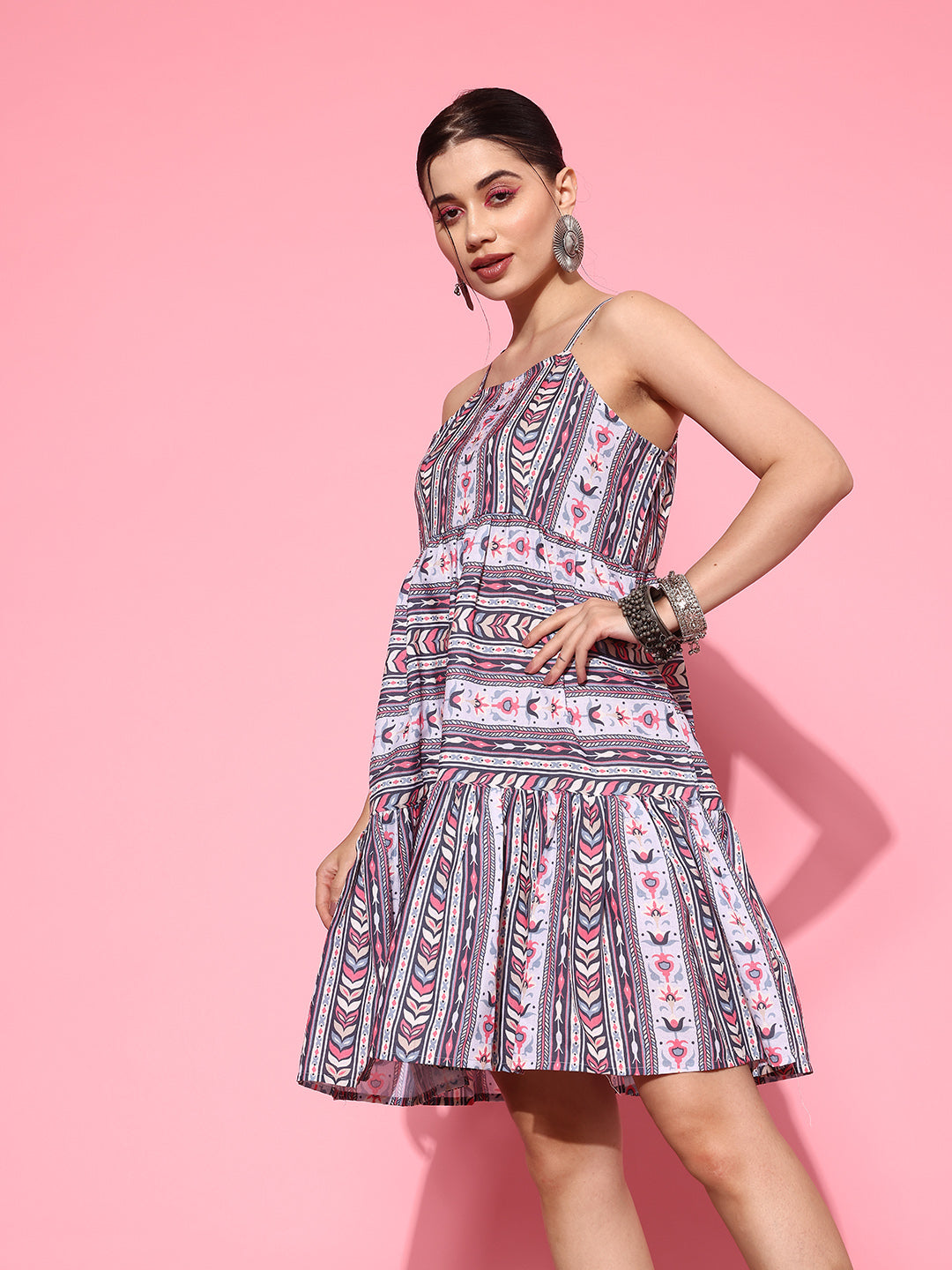 Yufta Ethnic Motifs Print A-Line Pure Cotton Ethnic Dress  Grab2Buy Yufta Grab2Buy