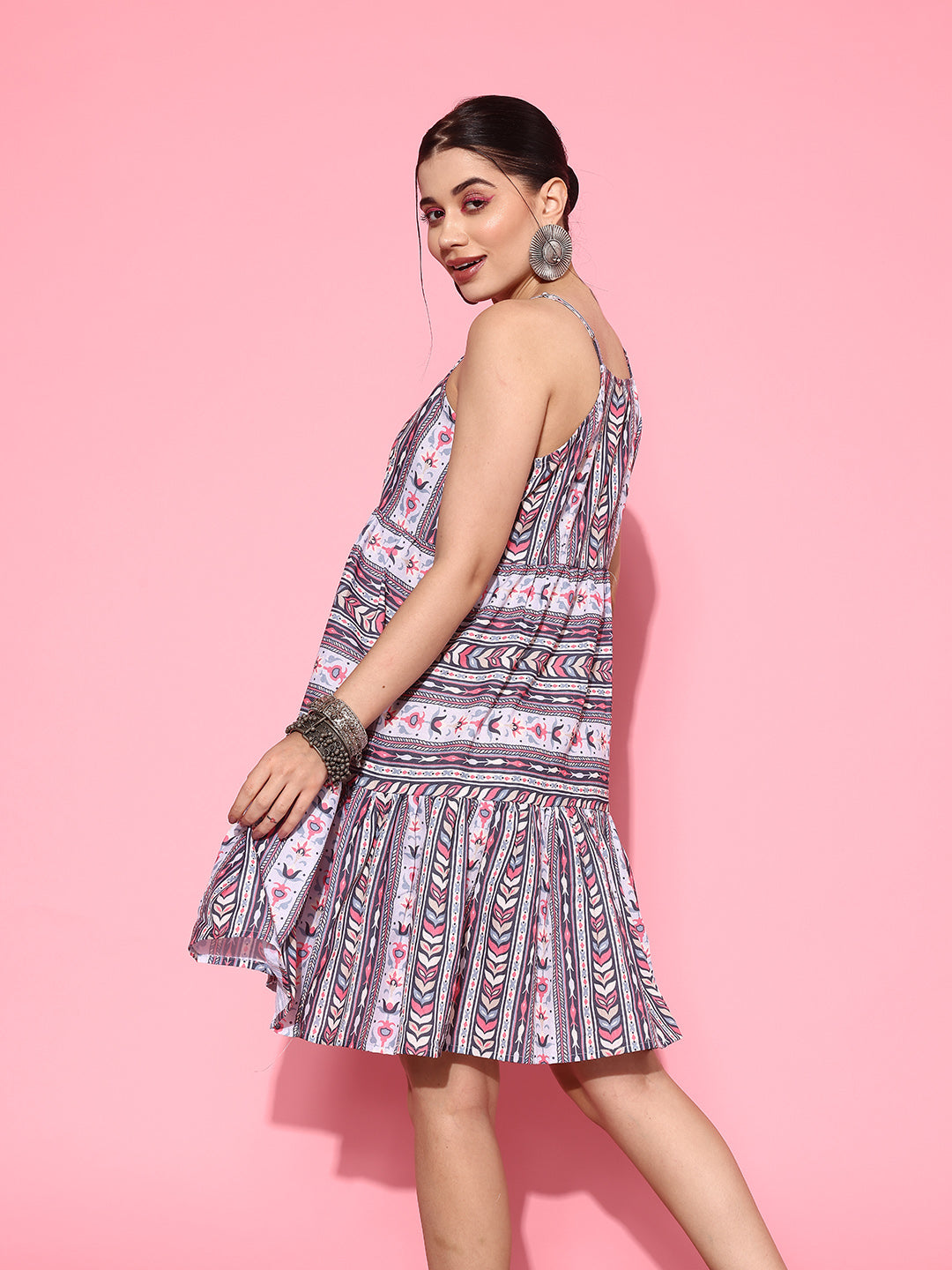 Yufta Ethnic Motifs Print A-Line Pure Cotton Ethnic Dress  Grab2Buy Yufta Grab2Buy