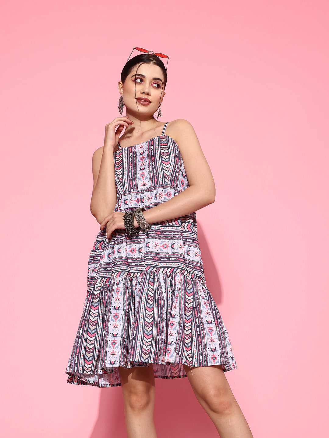 Yufta Ethnic Motifs Print A-Line Pure Cotton Ethnic Dress  Grab2Buy Yufta Grab2Buy