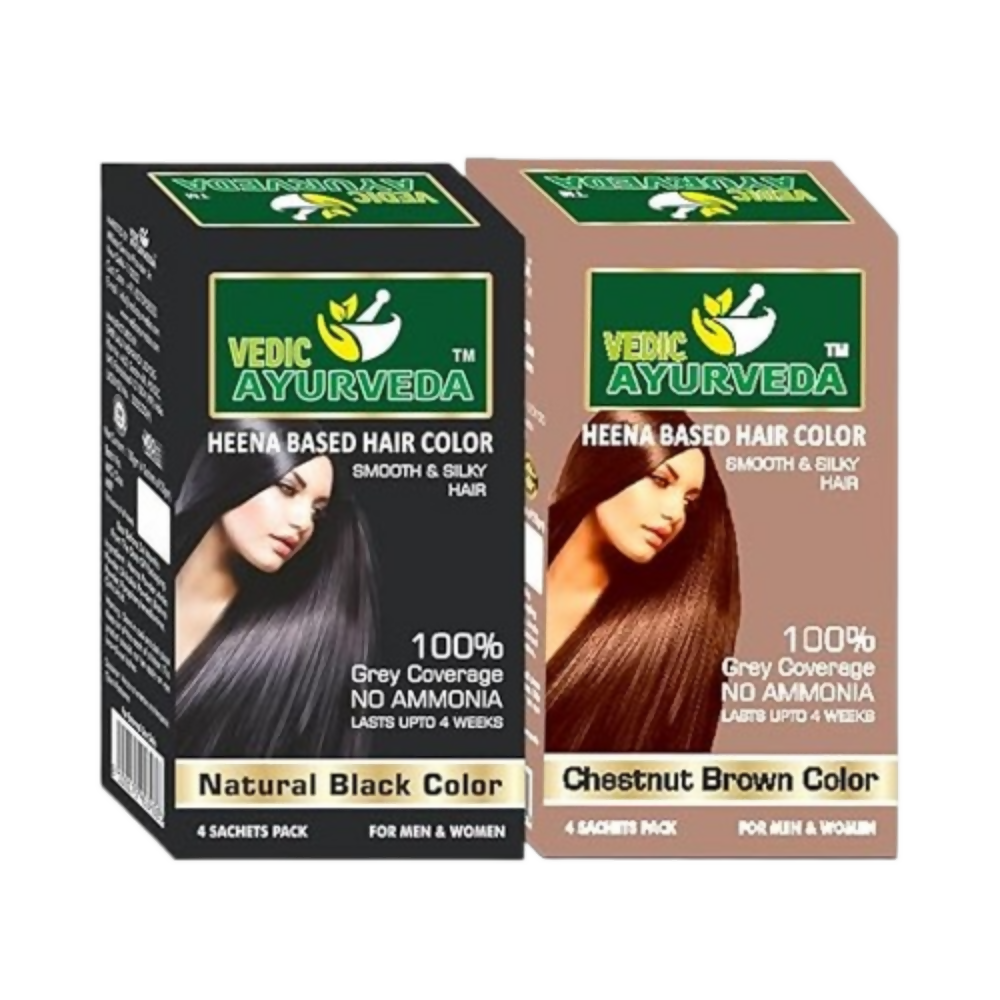 VedicAyurveda Henna Based Hair Colour, Natural Black and Chestnut Brown  Grab2Buy VedicAyurveda Grab2Buy