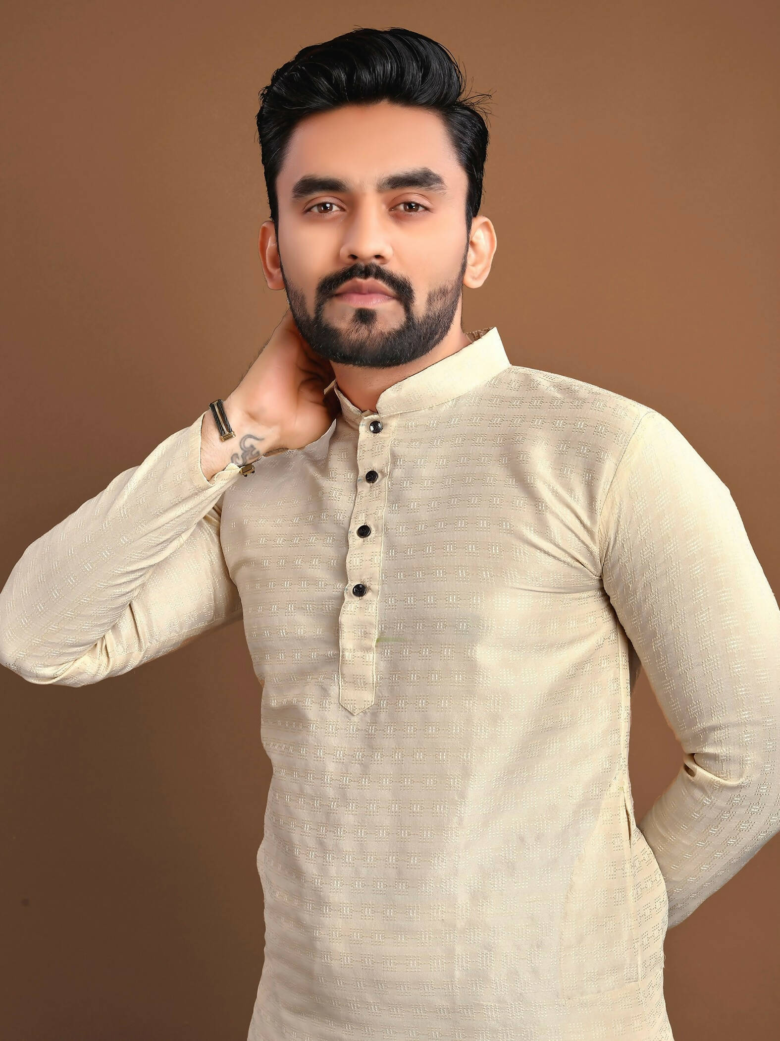Party Wear Kurta Pajama for Men by Infinity Export - Cream