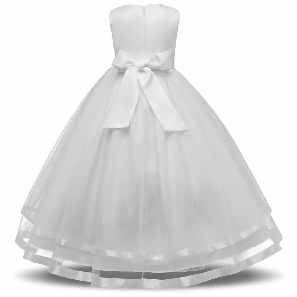 Asmaani Baby Girl's White Satin A-Line Maxi Full Length Dress (AS-DRESS_22064) - Grab2buy