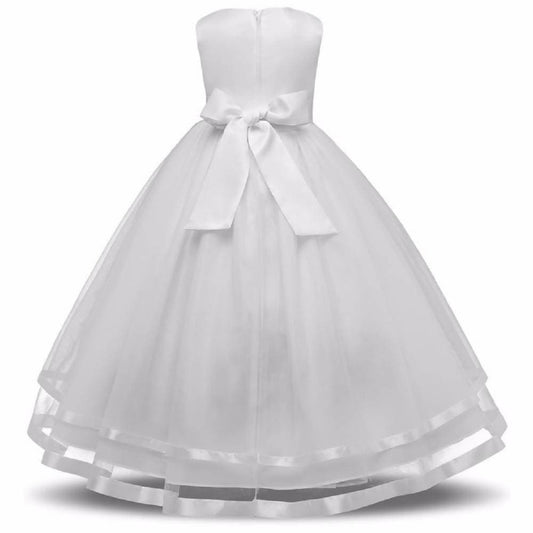 Asmaani Baby Girl's White Satin A-Line Maxi Full Length Dress (AS-DRESS_22064) - Grab2buy
