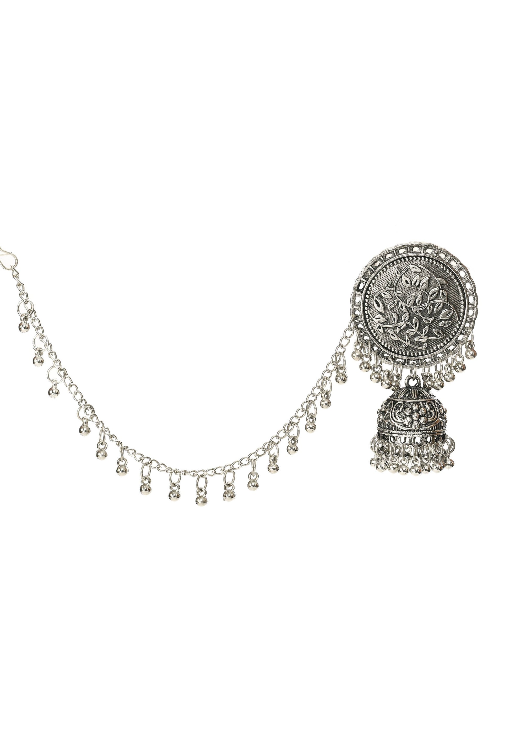 Mominos Fashion Johar Kamal Trendy Oxidized Silver Plated Bahubali Jhumkas - Grab2buy