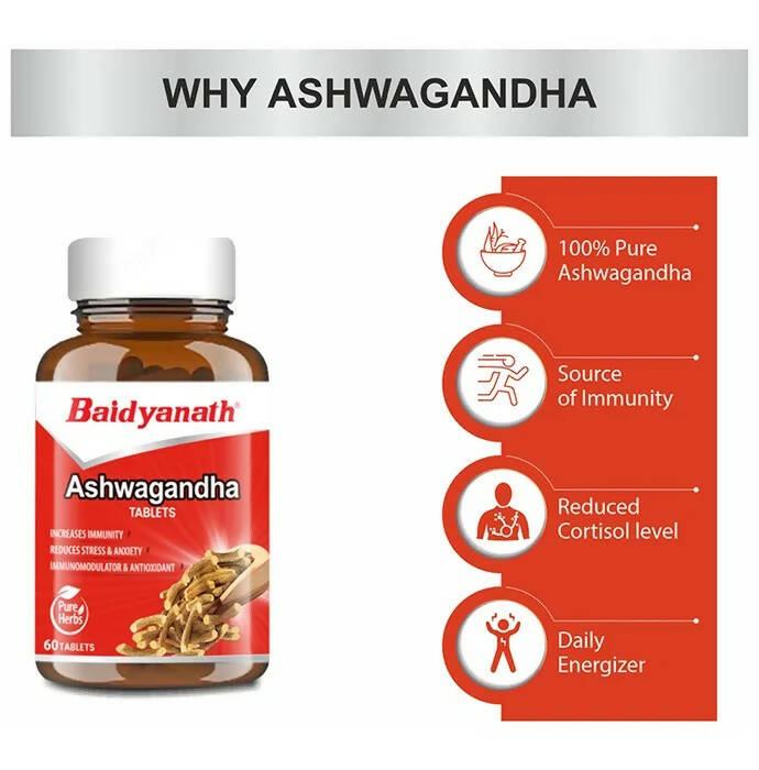Baidyanath Kolkata Ashwagandha Tablets | Classical Ayurvedic Adaptogen for Stress & Vitality 