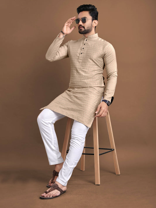 Readymade Mens Kurta Pajama for Wedding Wear by Infinity Export - Golden