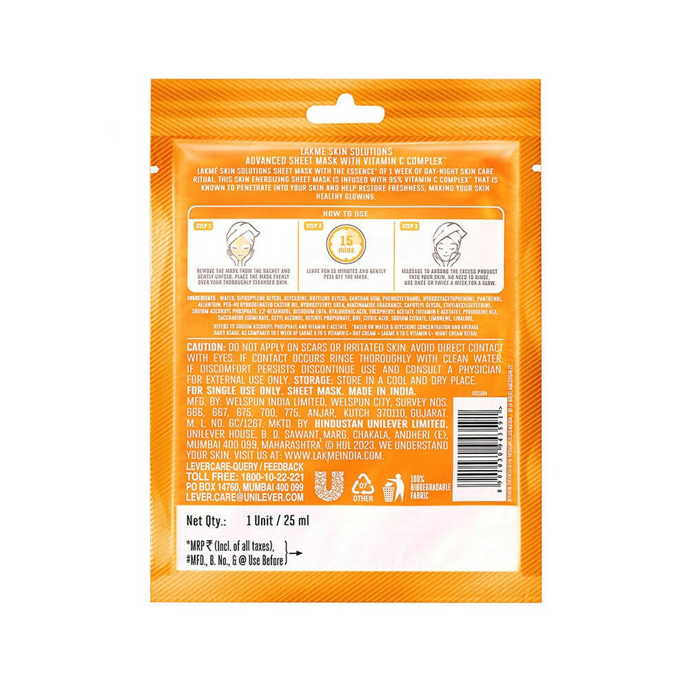 Lakme Skin Solutions Vitamin C - Revitalizing Sheet Mask 