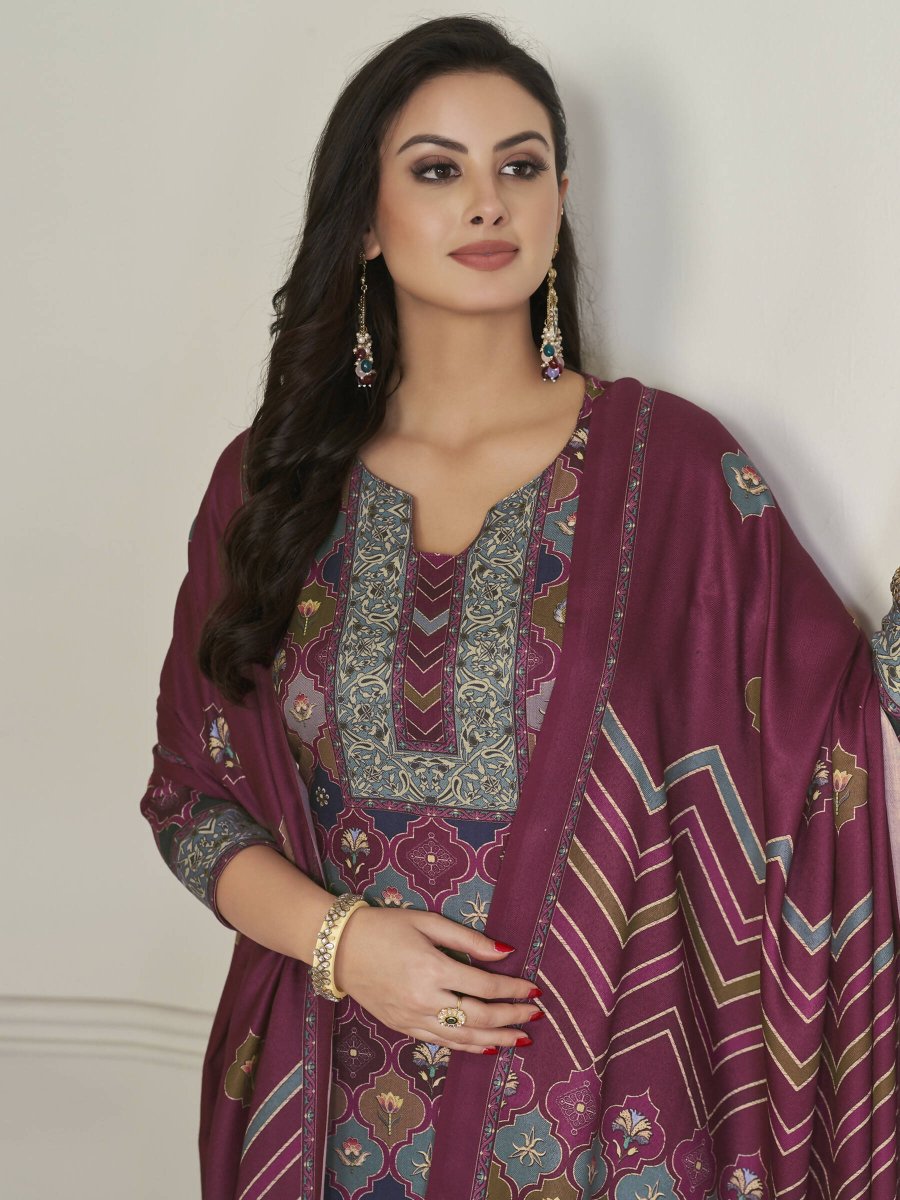 Aastha Fashion Women's Multicolor Pashmina Digital Printed Kurta with Trouser & Dupatta - Grab2buy