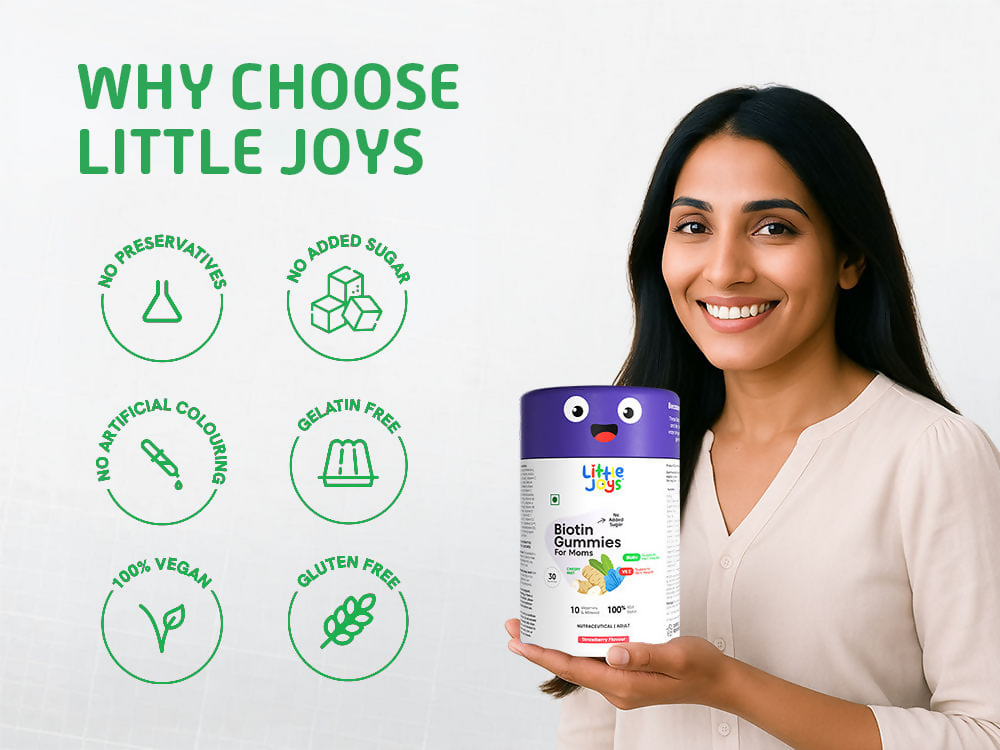 Little Joys Biotin Hair Gummies Strawberry Flavor For Moms 
