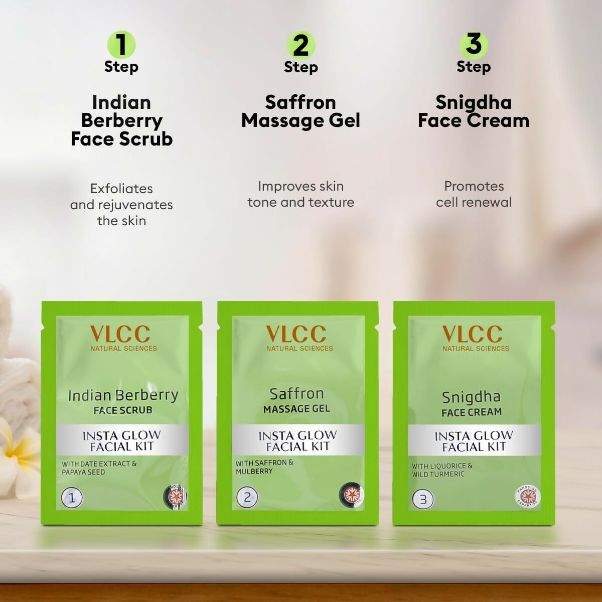 VLCC Salon Series Insta Glow Facial Kit (6 Facials) For Premature Ageing, Youthful Glow Facial Kit  Grab2Buy VLCC Grab2Buy