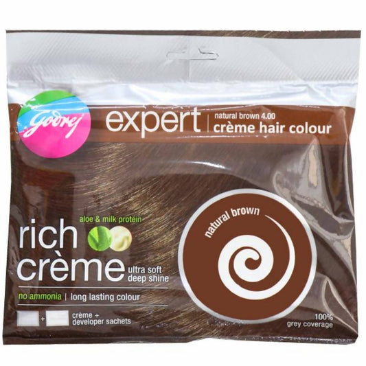 Godrej Expert Rich Creme Hair Colour - Natural Brown 4.00 (Pack of 4) 